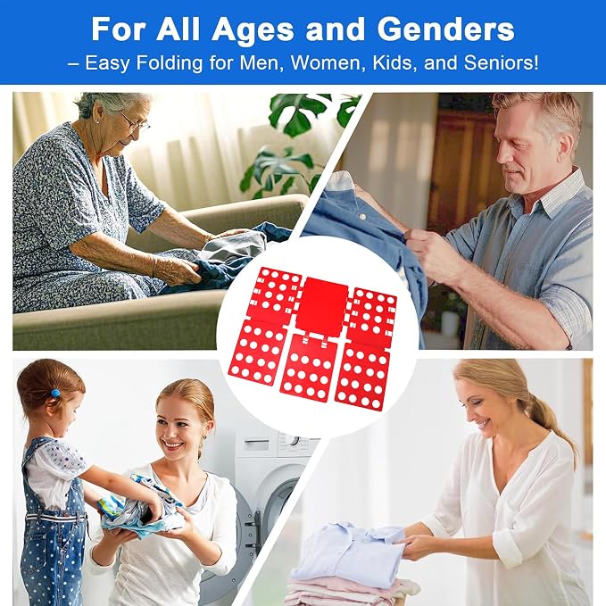 Plastic Clothes Folding Board, T-Shirt Folder Organizer for Laundry, 21.5 x 27.5 Inch, for Sweaters and Casual Wear (RED)