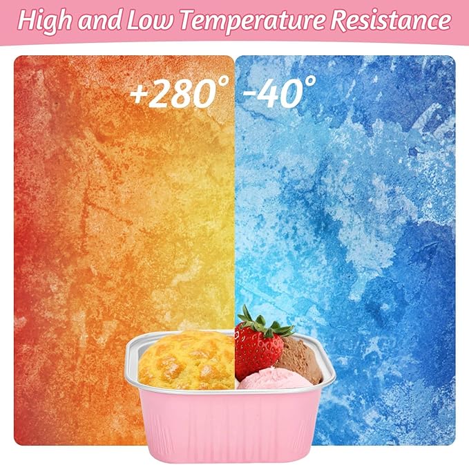 selizo 60 Pack 5oz Mini Disposable Cake Pans with Lids, Aluminum Foil Square Baking Cups, 3.5x3.5 Small Baking Cake Tins Cup Cake Containers with Lids for Individual Cakes