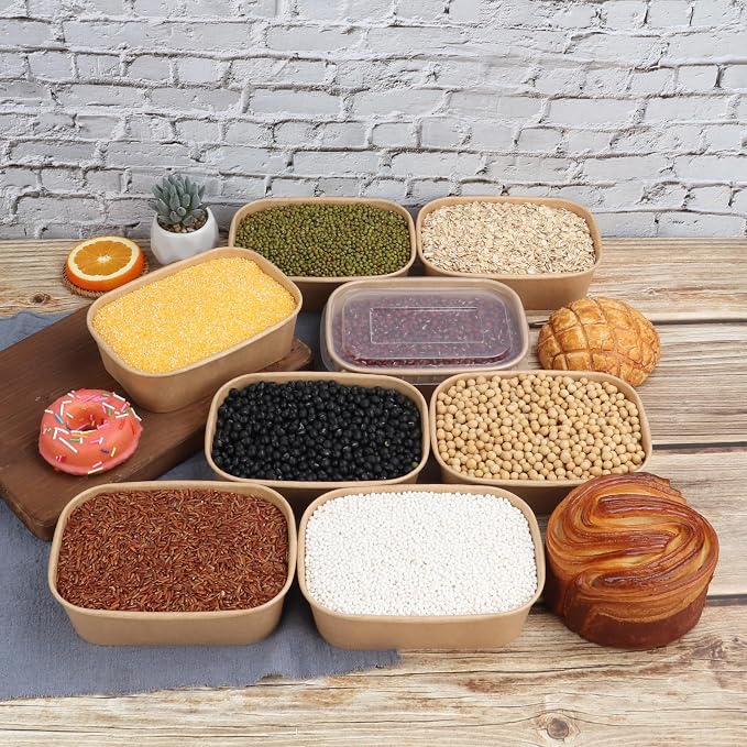22 oz Disposable Kraft paper bowls with lids Food container 50 Pack