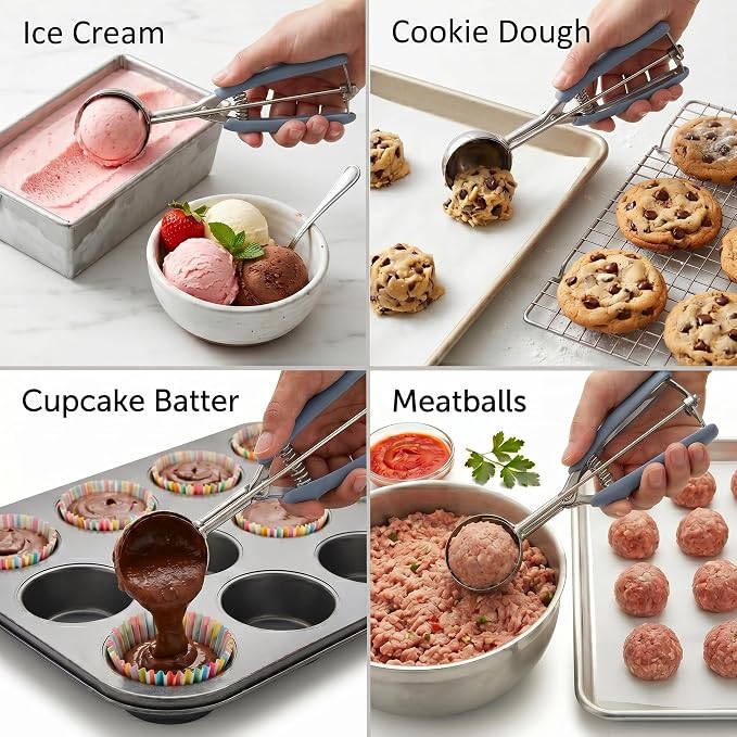 Cookie Scoop, 18/8 Stainless Steel Cookie Scooper, Cookie Scoops for Baking, 2Tsp/10ml/ 0.34oz Tbsp Cookie Dough Scoop, Cookie Scooper for Baking(#100 Midnight Blue)