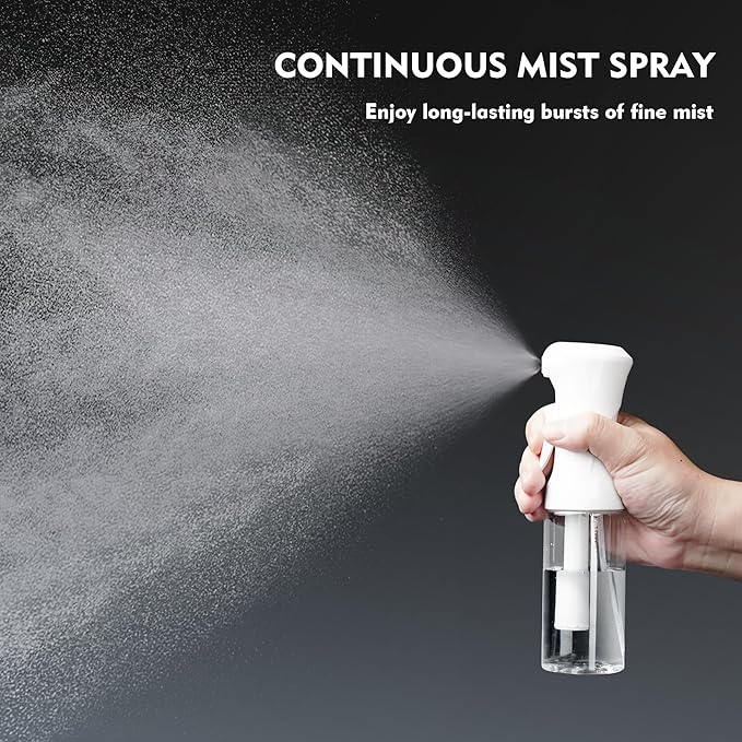 Continuous Spray Bottle, 6.8 OZ Hair Spray Bottles, Ultra-Fine Mister Spray Bottle for Hairstyling, Cleaning, Plants, Pets, Salons, and More (2 Pack)