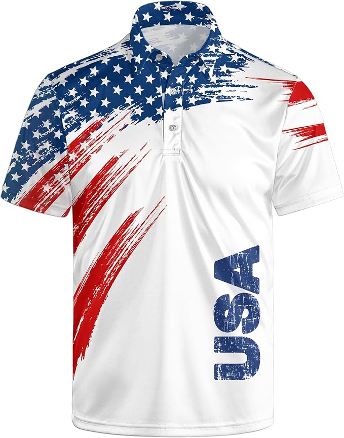 Polo Shirts for Men Moisture Wicking Mens Polo Shirts Patriotic Shirts for Men
