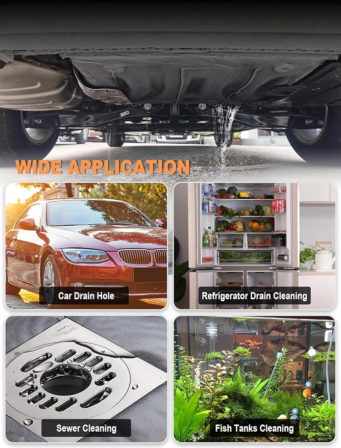 EVOULTES Auto Sunroof Drain Cleaning Tool, 120 Inch Flexible Drain Brush Long Pipe Cleaners for Car, Tube Cleaning Brush Slim Drain Dredging Tool Perfect for Car Sunroof, Windshield Wiper Drain Hole