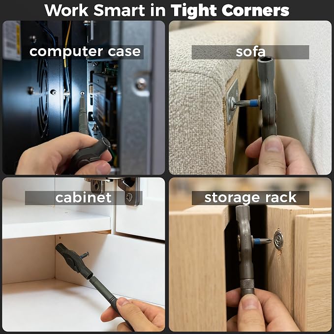 42in1 Magnetic Ratchet Screwdriver Kit for Home DIY | S2 steel bits, storage case, detachable T-handle, for computer, bicycle, furniture, DIY