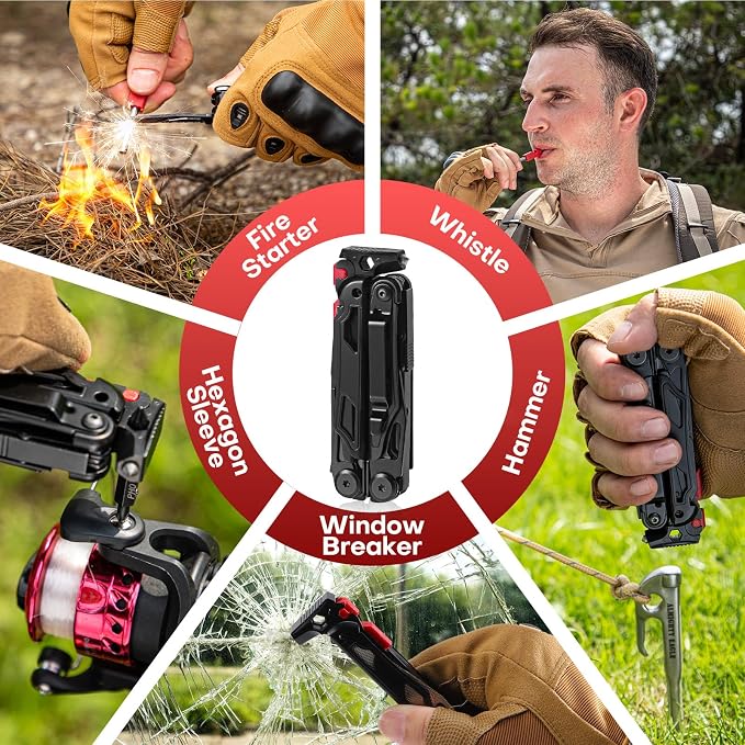 WETOLS Multitool with Pocket Knife, Stainless Steel Needle Nose Pliers | 27-in-1 Multi Tool with Screwdrivers, Self-locking EDC Gear with Sheath, Ideal for Survival, Outdoor, Camping