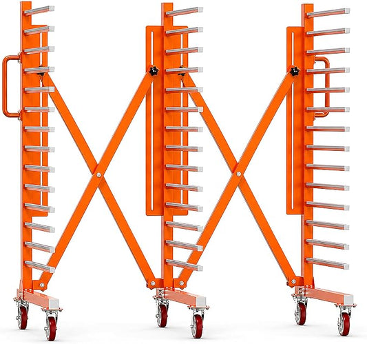 Paint Drying Rack for Cabinet Doors, 15 Tier- Heavy Duty Rolling Paint Rack | Expandable Woodworking Drying Rack for Trim & Panels, Reinforced 2.0mm Steel Frame with 5" Casters