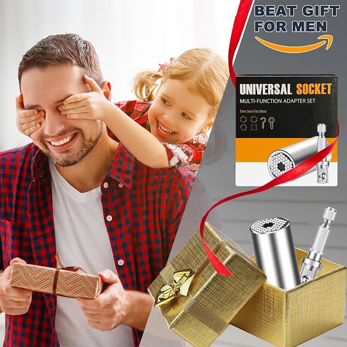 Gifts for Men, Super Universal Socket Tool, Fathers Day Dad Gifts for Men Him Husband Birthday, Grip Socket Set w/Power Drill Adapter Cool Tools Gadgets for Mens Christmas Stocking Stuffers for Adults