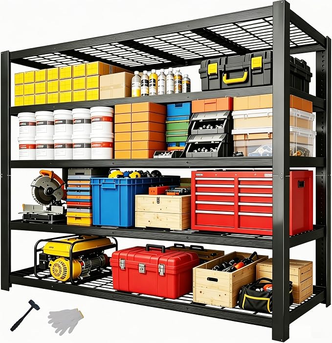 84" H Heavy Duty Wire Garage Shelving, 5-Tier Adjustable Industrial Metal Storage Shelving Unit,Standing Storage Rack for Warehouse and Basement, 24" D x 55" W x 84" H