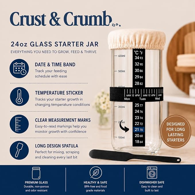 Complete Sourdough Starter Kit, 2 Bannteon Bread Proofing Baskets 9" & 10", UFO Bread Lame, Food Scale, Starter Jar, Silicone Baking Mat, Stainless Steel Dough Scraper and Flour Sifter, Recipes