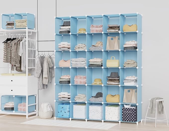 HOMIDEC Cube Storage Organizer 16-Cube Closet Organizer, Portable Closet Organizer Cubes Shelves for Clothes, Bedroom, Wardrobe, Kids Room, Bookshelf for Kids