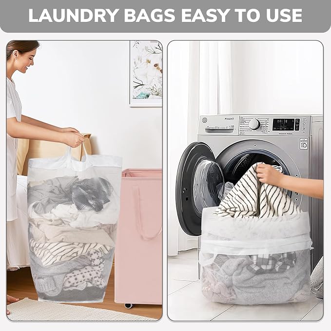 Goodpick 75L Laundry Hamper with Wheels, Dorm Room Essentials for Girls | Laundry Basket with Wheels, Collapsible Laundry Basket, Rolling Laundry Hamper with Handle for College Dorm,Pink