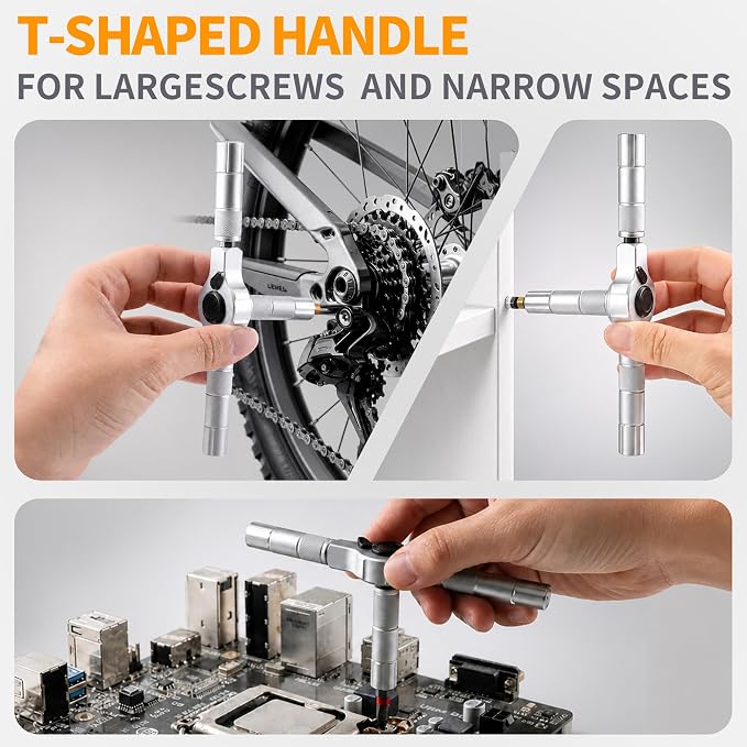 60 in 1 Magnetic Ratchet Screwdriver Set with Detachable T-Handle | S2 Steel Multi-Bit with Case,Portable Compact Repair Tools Kit,for Furniture assembly,electronics repair,DIY,Idea for Men