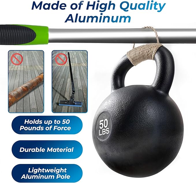 DSV Standard 62” Professional Window Squeegee for Window Cleaning, 2 in 1 Rotatable Window Cleaning Squeegee Kit with Extension Pole, Window Cleaning Tool for Indoor/Outdoor High Windows, Home, Car
