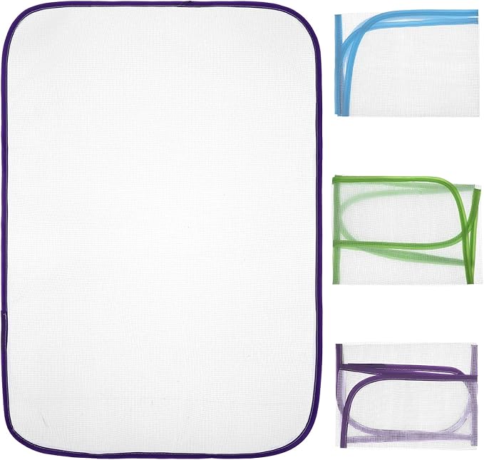 3 Pcs Press Cloth for Ironing, Ironing Cloth, Pressing Clothes Mesh Protective Pads in Blue Purple and Green Colors for Various Fabrics and Garment Care
