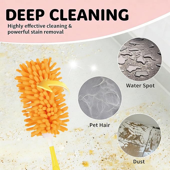 Reusable Duster Pads Compatible with Swiffer Hand Duster, 360 Duster Refill | Dusters Heavy Duty Refills, Microfiber Dusters Refills for Cleaning, Home, Ceiling Fan, 2 Pack (Handle is Not Included)