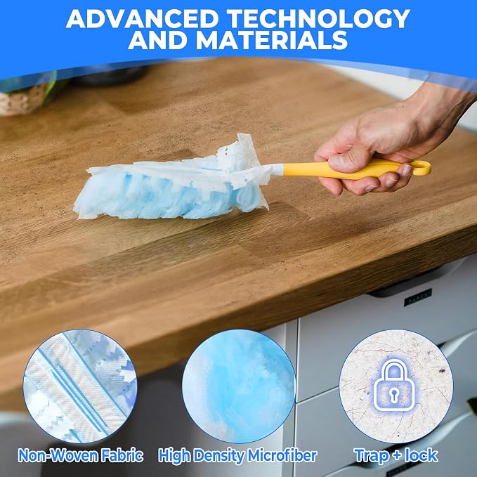 100 Pack Duster Refills Only, Microfiber Replacement Heads for Blinds, Blue | Made of electrostatic microfiber,Ideal for dust on furniture,blinds & fans,Perfect for homeowners & cleaners.