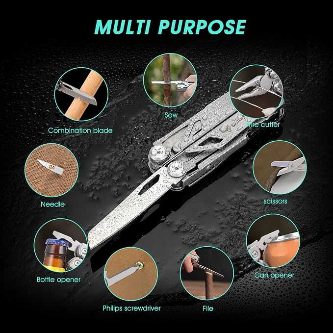 SIUPRO Multitool Pocket Knife for Men, Tactical Multi Tool With Scissors, Saw, Survival Folding Pliers with Nylon Sheath for Camping, Hiking, Hunting, Gifts Idea | Tactical Multi Tool With Scissors, Saw, Survival Folding Pliers with Nylon Sheath for Ca...