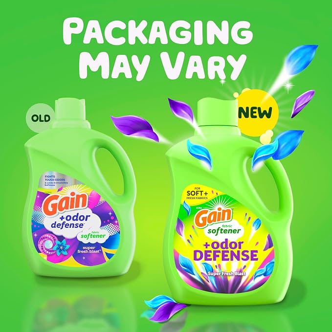 Gain Super Fresh Blast Liquid Odor Defense Fabric Softener, 140 FL OZ 190 Load, Softening Laundry Conditioner for 2 in 1 Freshness plus Odor Protection