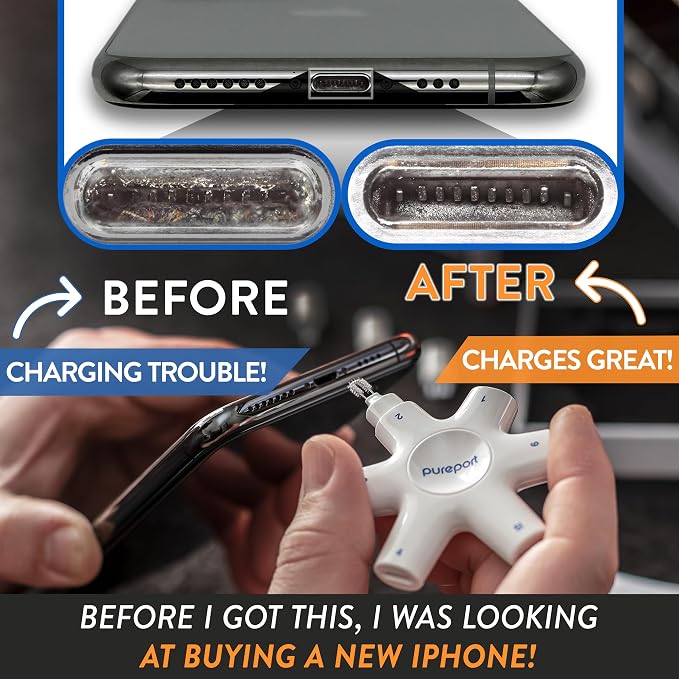 pureport Multi-Tool Port Repair and Clean Kit for iPhone and iPad (White) | Original Phone Cleaner Multi-Tool, Compatible with iPhone & iPad, Repair & Restore Charging Ports