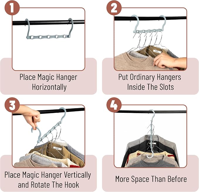 Mr. Pen- Space Saving Hangers, 16 pcs, 360° Rotating Hooks | Magic Cascading Hanger Organizer with 5 Enclosed Slots, Closet Organizers and Storage for Clothes