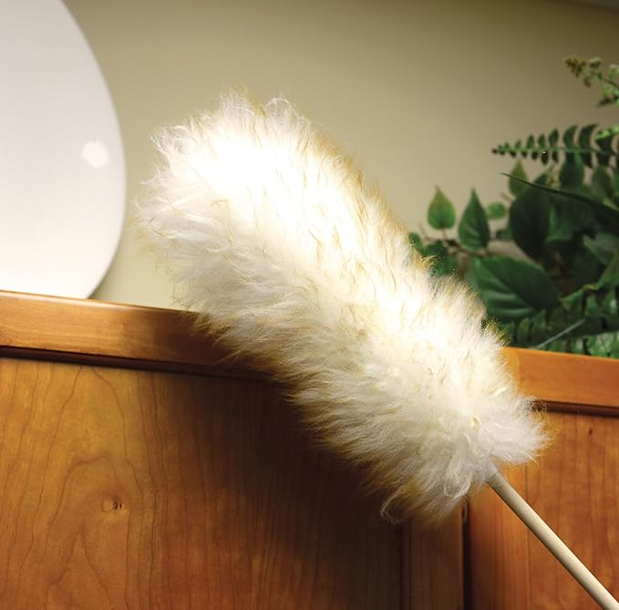 Norpro 48-Inch Pure Lambswool Duster, Natural Wool Cleaning Duster with Long Handle for Home, Office & Hard-to-Reach Areas
