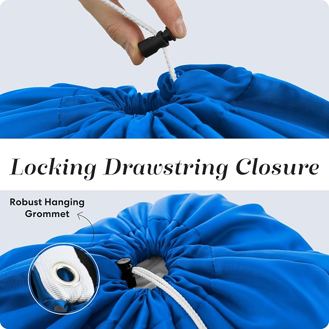 Handy Laundry Bag with Shoulder Strap 30"x40", Extra Large, Blue | Extra Large 30x40 Laundry Bag, Shoulder Strap, Drawstring Locking Closure, Heavy Duty for College Dorm Travel Camp, Blue