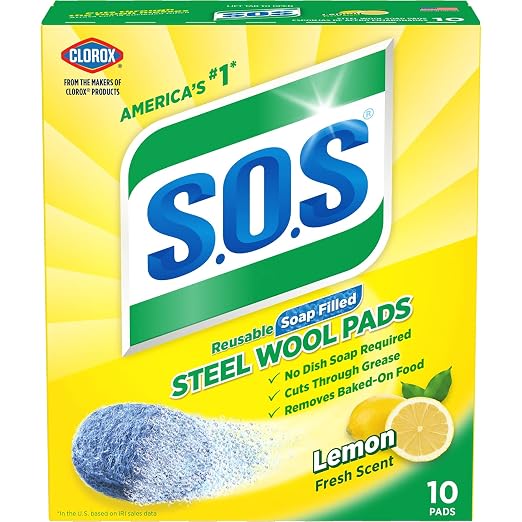 S.O.S Steel Wool Soap Pads, Lemon Fresh, 10 Count