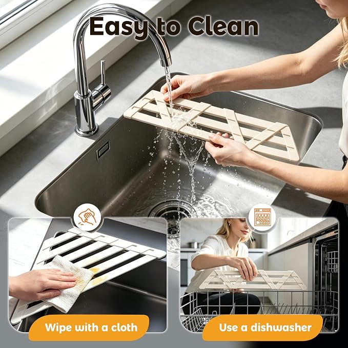 Sink Corner Drying Rack - Foldable Triangular Sink Sponge Holder, Dish Drying Rack Over the Sink, Kitchen Sink Accessories (White, 19.69" x 12.2")