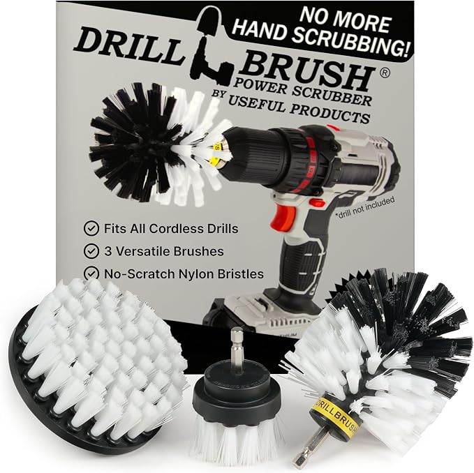 Drillbrush Car Detailing Kit | Drill Brush Set – Soft Bristle Power Scrubber Attachments for Cleaning Car Interior, Upholstery, Carpet, Seats, Wheels, Rims, Dash, Console, and Trim - Nylon Scrub Brush