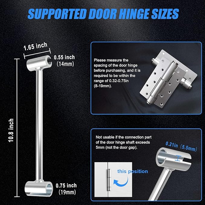 14-19mm (0.55-0.75in) Door Hinge Adjustment Tool - Heavy-Duty Hinge Adjustment Wrench, Door Gap Adjustment Tool for Flag Hinges Only, Ideal for Home Door Repair and Residential Door Hinge Tool