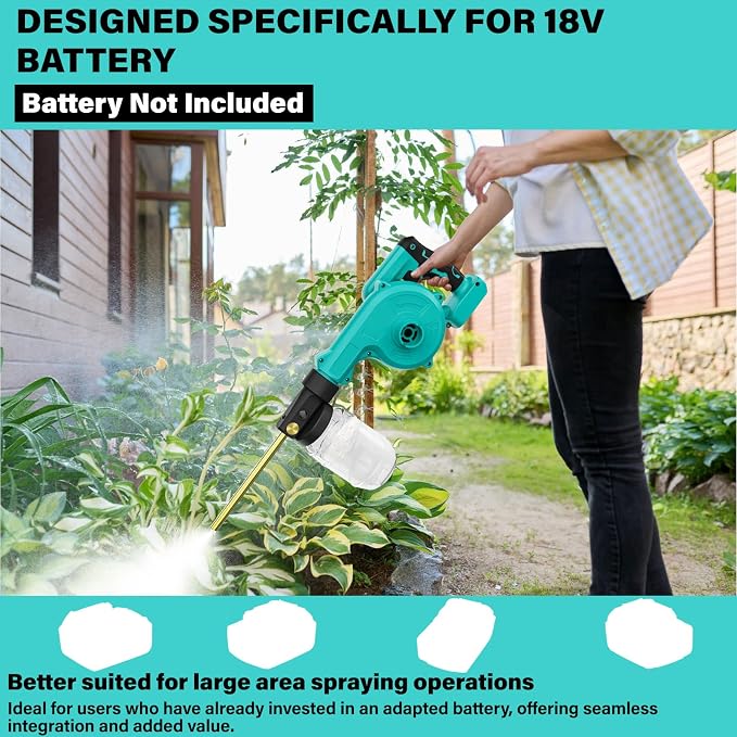 Dinftin Electric Diatomaceous Earth Duster Compatible for Makita 18V Battery(Battery Not Included), Garden Dust Applicator with 1L Capacity and 7.5" Nozzle, Versatile Leaf Blower & Powder Sprayer