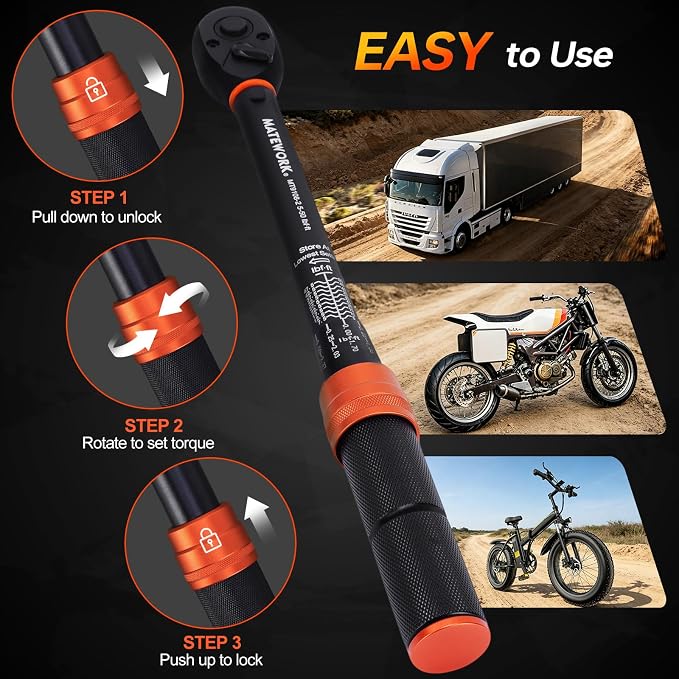 41PCS Torque Wrench Set 1/4 3/8 1/2-Inch Drive, Complete Click Torque Wrench Kit with Sockets, Bits, Extension Bars & Adapters, ±3% Accuracy 72-Tooth Dual-Scale Wrenches for Bike, Moto, Car, Truck