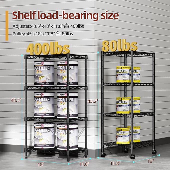 SINGAYE Small Wire 4 Adjustable Shelves Pantry Metal Shelf Floor Organizer | Armoire Adjustable Floor Kitchen Narrow Organizer Rack Shelving Short Square Stackable Standing Storage Tier Under Unit