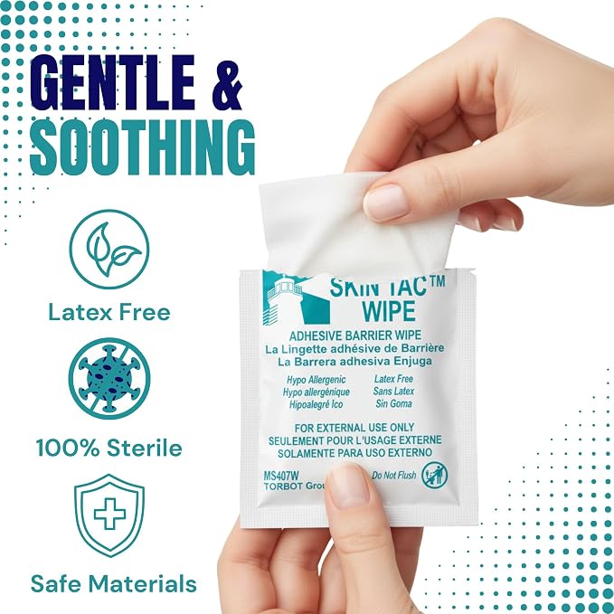 Torbot IM074407W314832 Group Inc Skin Tac"H" Adhesive Barrier Prep Wipe, Liquid Form, Latex-Free, Hypo-allergenic (Box of 50 Each), (Pack of 2)