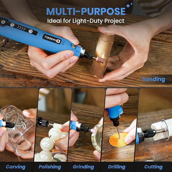 Mini Cordless Rotary Tool, 5-Speed 3.7V Rechargeable with 129 Accessories | Rechargeable Rotary Tool Kit with USB Charging Multi-Purpose DIY Tool for Sanding Polishing Drilling Engraving Woodworking