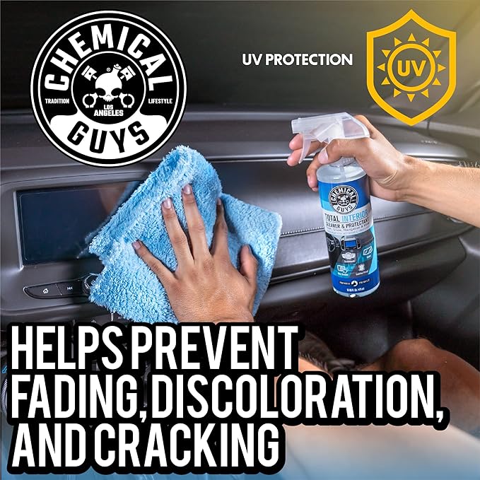Chemical Guys, Total Interior Cleaner & Protectant, Leather & Vinyl, 16 oz | Cleans dashboards, seats, door panels, trim and glass in one step, leaving a fresh, streak-free, factory-style look