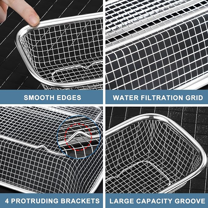 Utensil Drying Rack, 3 Pack Stainless Steel Utensils Holder Dishwasher Silverware Basket, Compact Dish Drainer for Kitchen Countertop, Chopsticks Spoons, Forks, Knifes Organizer