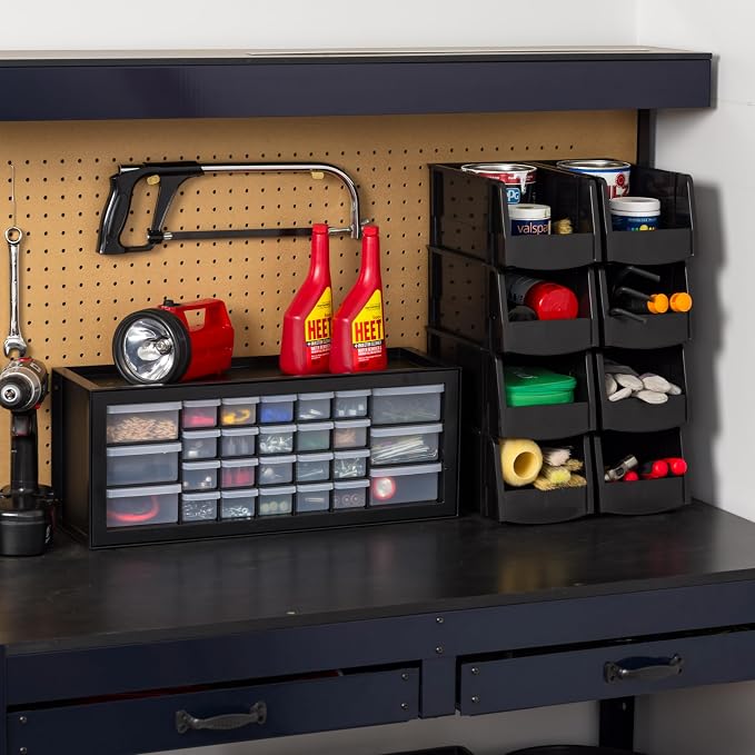 IRIS USA 26-Drawer Teacher Toolbox, 2 Pack, Craft Storage Drawers, Black | Wall mountable, Stackable, Building Bricks, Stickers, Crayons, Markers, Beads Organizer
