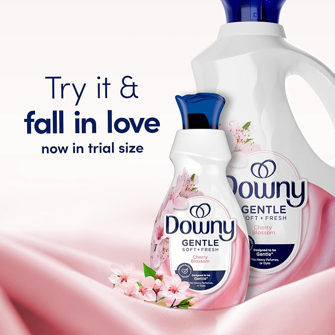 Downy Gentle Soft + Fresh Fabric Softener Liquid, Cherry Blossom Scent, 56 FL OZ, 83 loads, Liquid Fabric Softener Designed to be Gentle on Skin