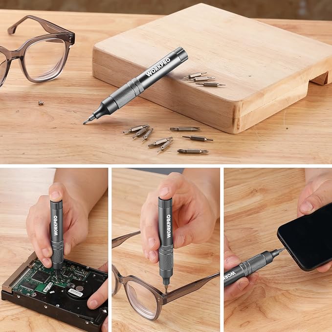 WORKPRO 24 in 1 Multi Bit Mini Screwdriver Set Magnetic, Grey | Manual Pen Screwdrivers, Tough S2 Steel Small Screwdriver Bits for Eyeglass, Watch, Laptop, Phone, Jewelry and Electronic
