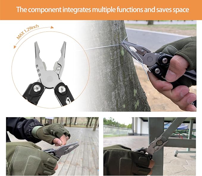 14-in-1 Adjustable Wrench Multitool EDC, Compact Multi Tool with Pliers, Knife, Saw, Screwdrivers, 30Cr13 Stainless Steel Tool for Home Repair, DIY, Camping, Hiking, and Outdoor Use