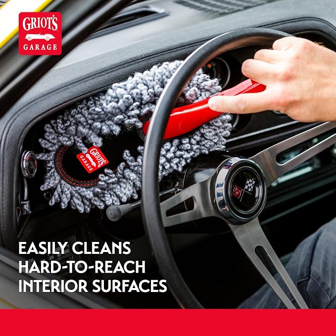 Griot's Garage Microfiber Mini Duster for Car Interior Cleaning and Detailing, Cleans Paint, Glass, Chrome, and Trim, Storage Bag Included, 11412