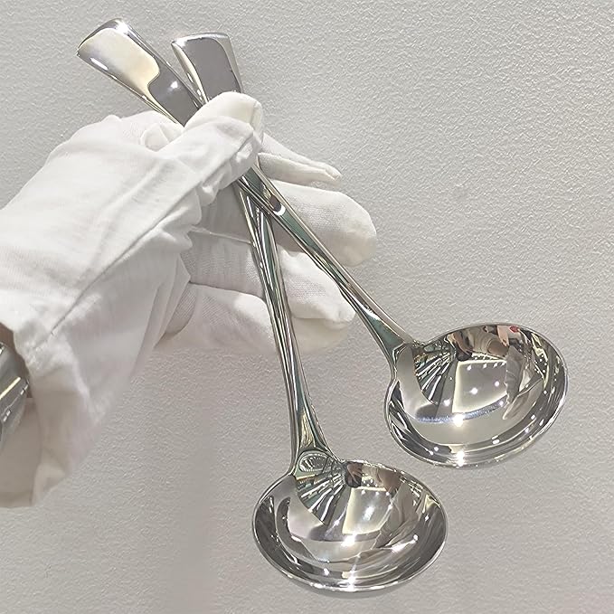 7.7 Inch Small Ladle,Pack of 2,Premium 18/10 Stainless Steel Kitchen Ladle for Soups,dressings,Sauces,Gravy,Stews and More,Silver
