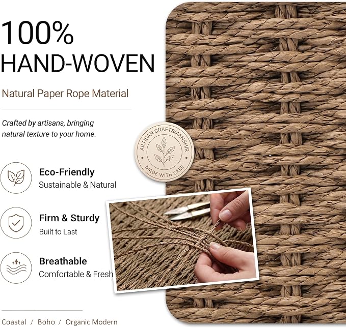 Wicker Baskets for Organizing, Pantry Baskets with Built-in Handles, Handwoven Wicker Storage Basket, Paper Storage Bins for Shelves, Small - 2pcs, Brown