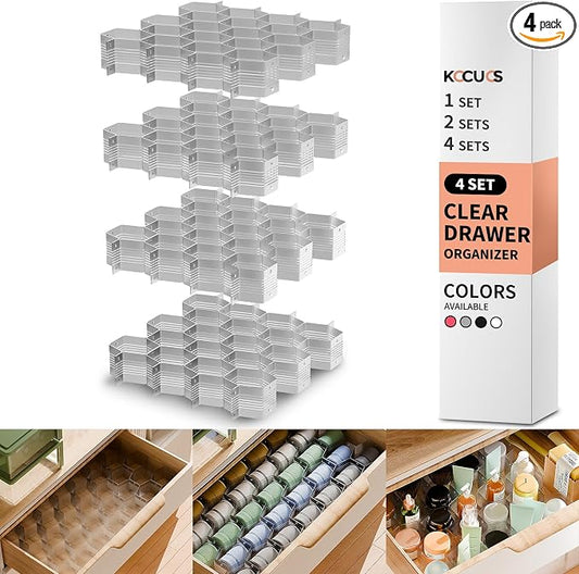 Honeycomb Separator Adjustable Drawer Organizer Divider for Underwear Belt-Scarf Socks Organizer (Gray(4pcs))