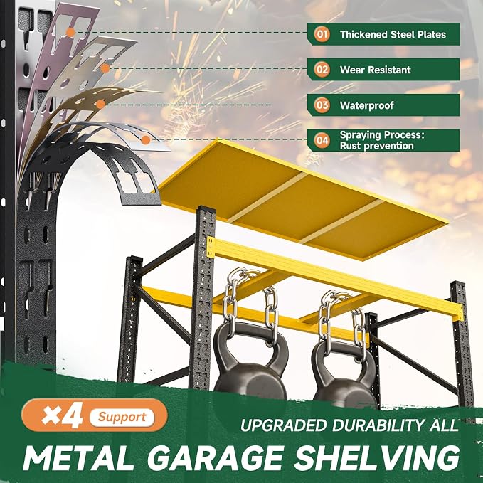 Letaya 71.3" W Metal Storage Shelves,5000LBS Heavy Duty Garage Shelving Units, 4 Tier Adjustable Utility Rack Shelf,Large Industrial Shelves,for Shop,Warehouse,Basement (71.3" W x 24" D x 70" H)