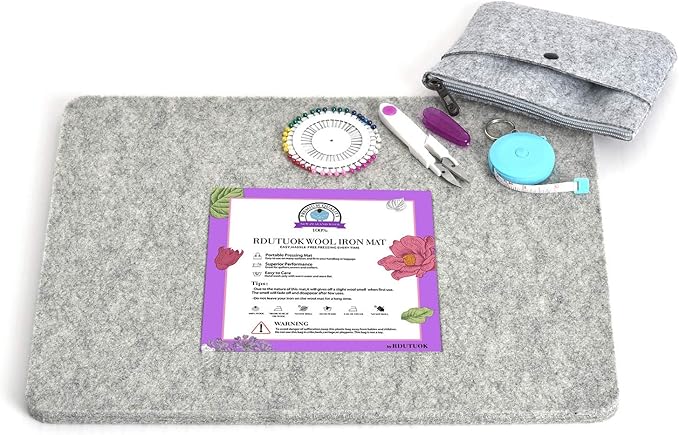 Rdutuok 17"x13.5" Wool Pressing Mat 100% New Zealand Felted Wool Ironing Mat Pad for Quilter, Sewing, Quilting Supplies and Notions