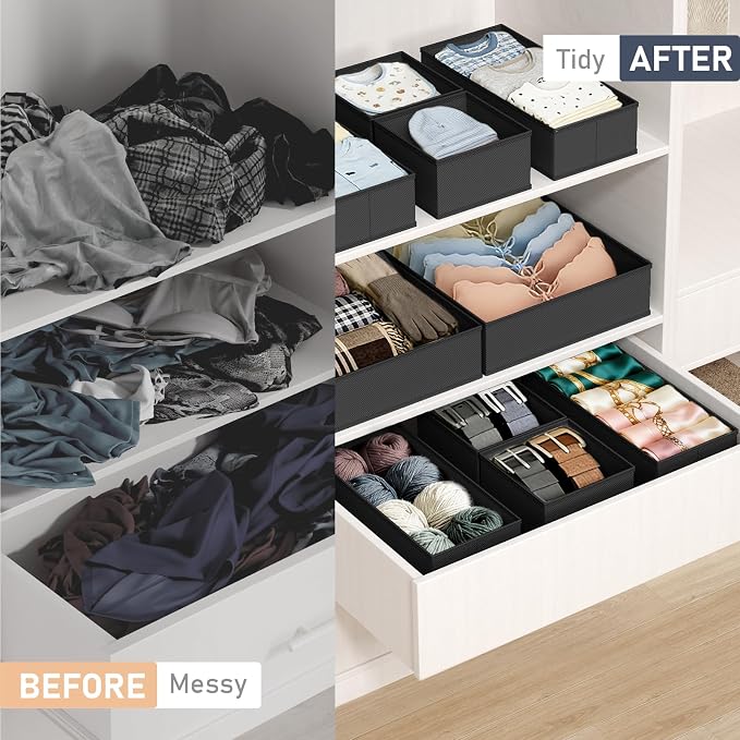 DIMJ Drawer Organizer Clothes - 30 Pack Baby Dresser Organizer for Nursery Closet Organization, Fabric Drawer Organizer Bins for Underwears Socks Bras, Foldable Storage Dividers for Bedroom