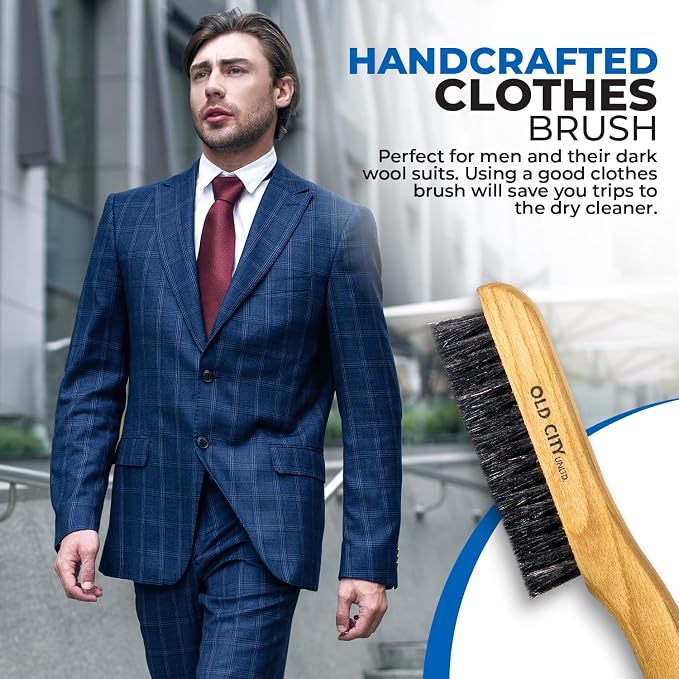 Clothes Brush Garment Brush-USA-Lint Brushes for Clothes, Lint Remover for Clothes 100% Boar Bristle Men's Wool Suit Brush, Suede, Furniture and Upholstery, Hat Brush