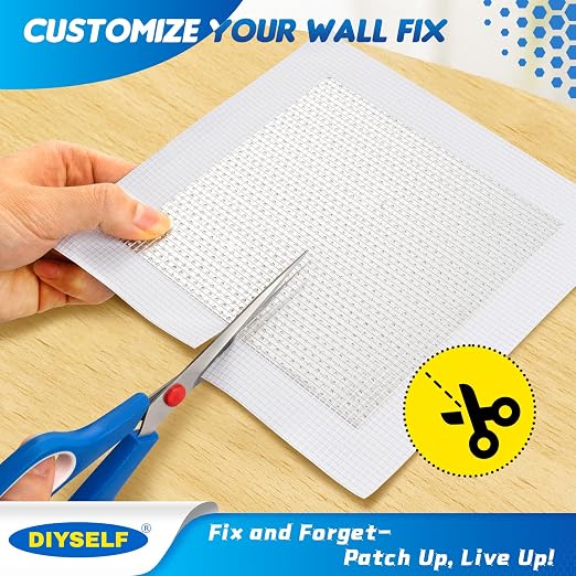 DIYSELF 21 Pack Drywall Repair Kit, 14 Mesh Patches, Wall Patch Repair Kit | 14 Self-Adhesive Mesh Patches in 4 Sizes, Drywall Patch Kit for Nail Holes, Wall Hole Repair Kit with Scrapers for Homeowners